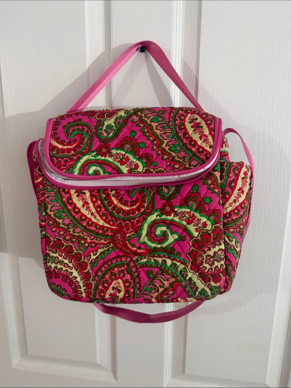 Vera Bradley Pink Green Paisley Quilted Backpack
